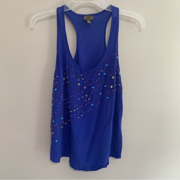 Anthropologie Tops - Anthropologie Fei 100% Silk Beaded Embellished Racerback Tank Top